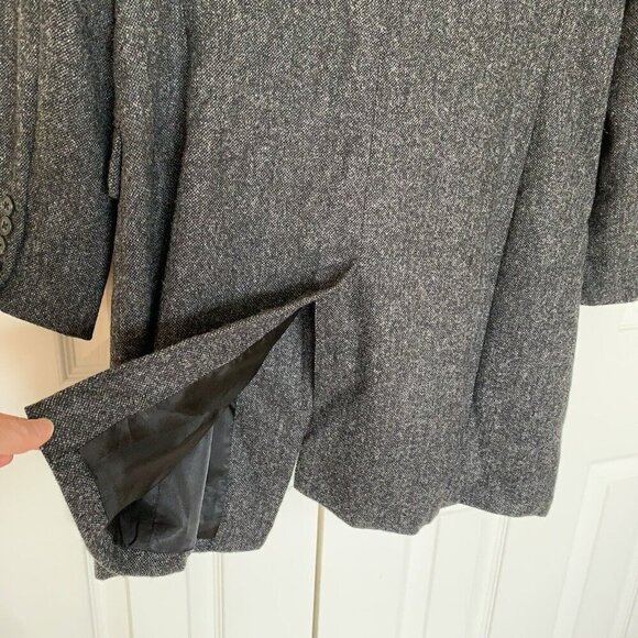 Lauren Ralph Lauren Womens 10 Single Breasted Long Jacket Black Gray Wool Tweed - Picture 6 of 15